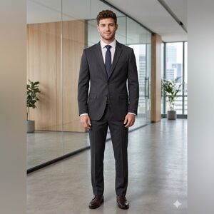 Bonobos Dark Charcoal Two-Piece Suit with Navy Tie